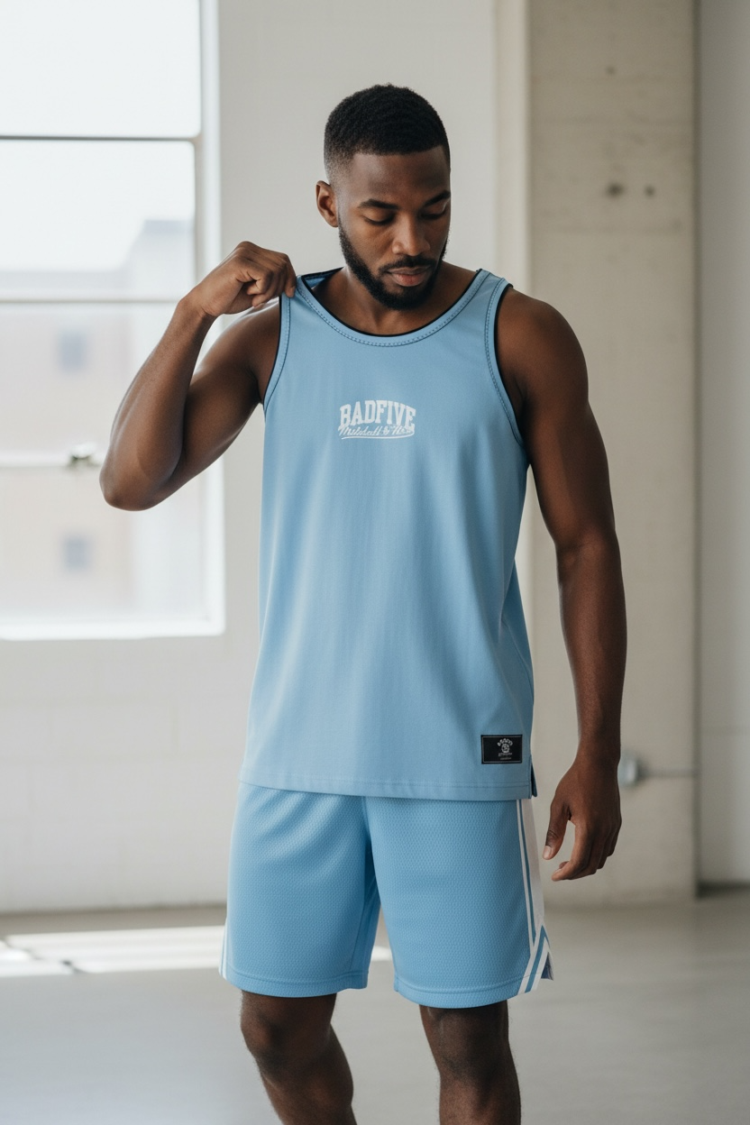 Unisex Basketball-Training Top Uni-Classic "No Warrior" Badfive hellblau - AVST031-8