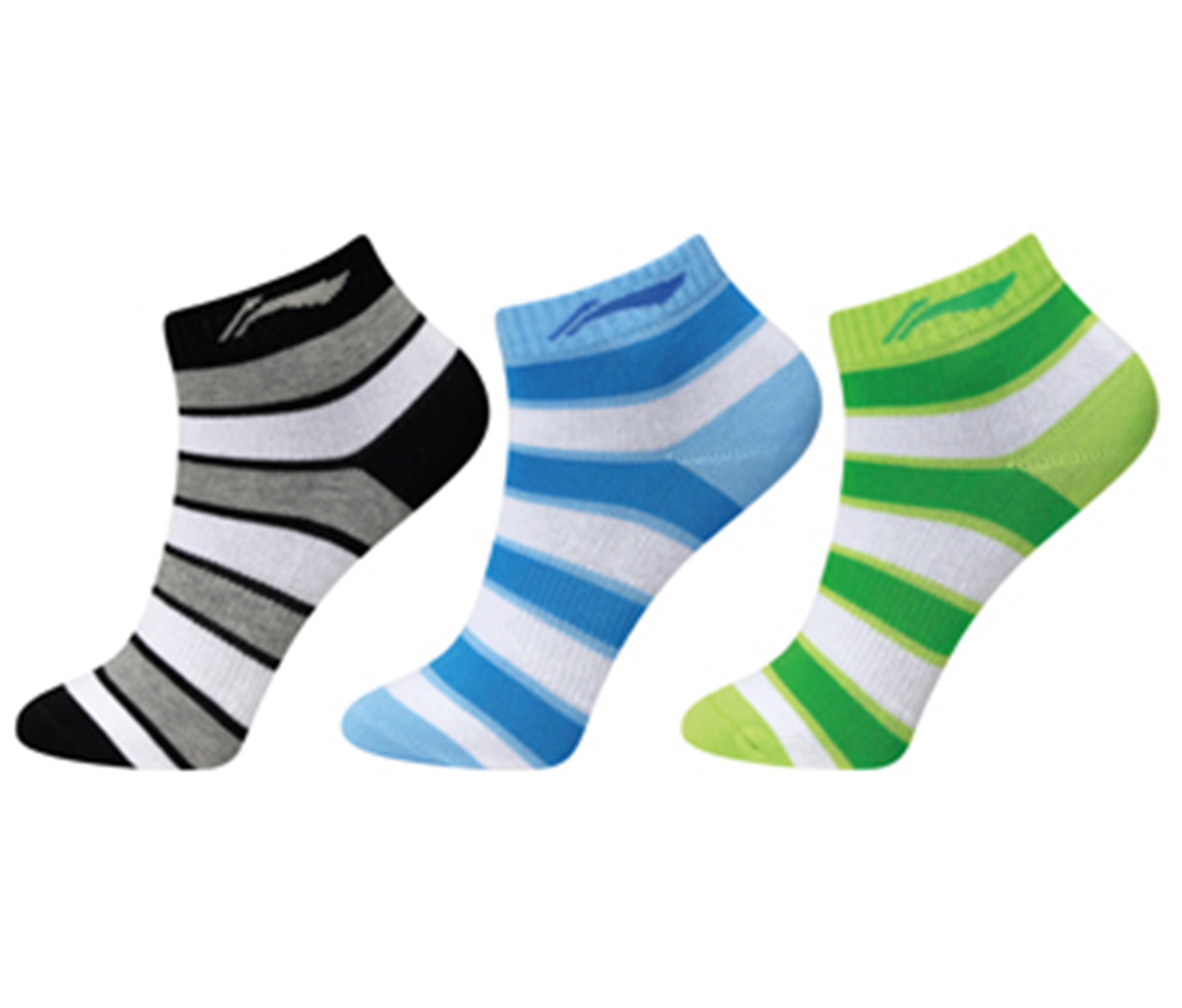 AWTM006-1 Socks 3pac Kids Black/Blue/Green